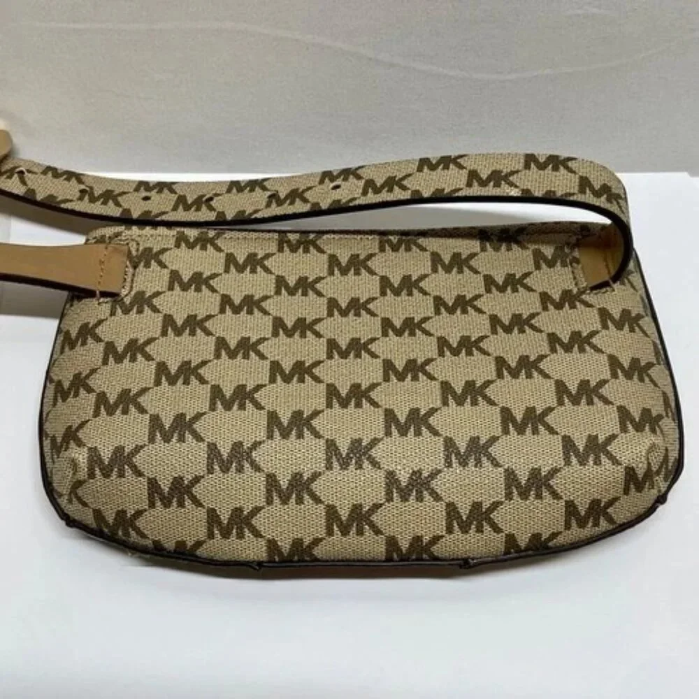 Michael Kors Belt Bag Fanny Pack Signature MK Brown Tan Crossbody Purse L/XL EUC